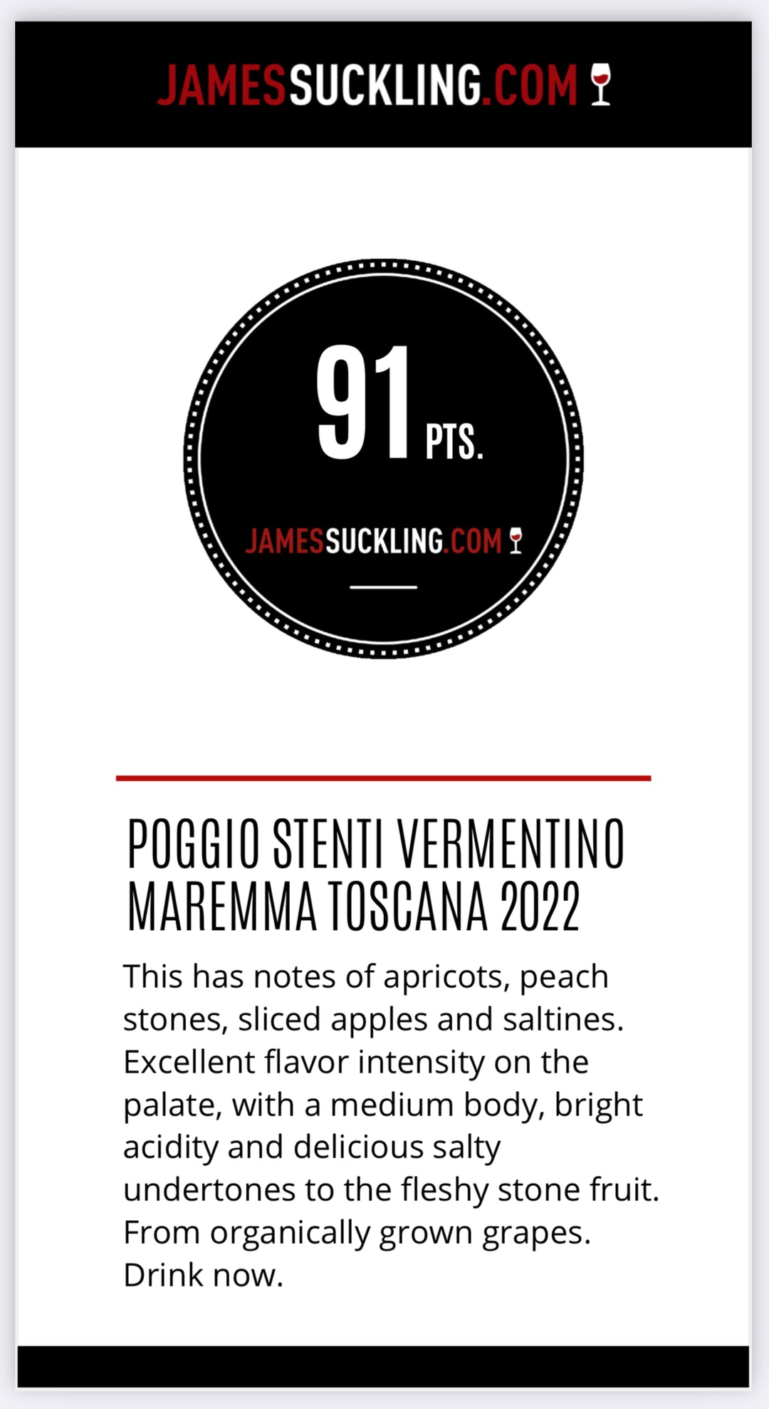 【Poggio Stenti】 白ワイン　ヴェルメンティーノ　Maremma Toscana Vermentino DOC　